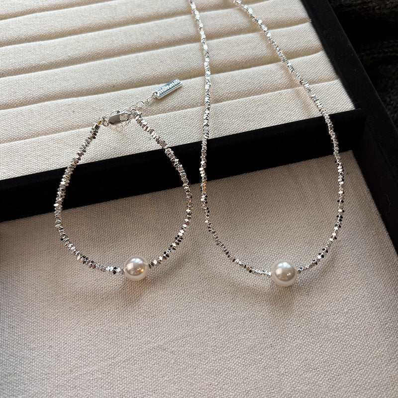 Wholesale  Silver Pearl Necklace Clavicle Chain