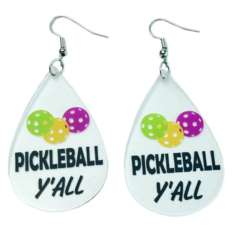 Wholesale 2pairs/pack Sports Style Pickleball Acrylic Earrings ACC-ES-HY119