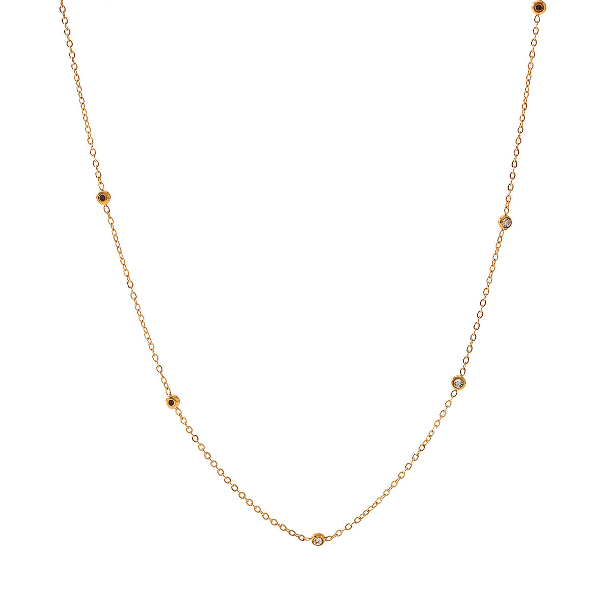 Wholesale  stainless steel necklace 18K gold inlaid zircon necklace