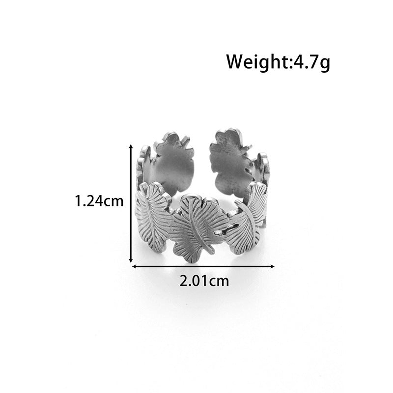 Wholesale  light luxury   titanium steel butterfly flower  opening adjustable ring