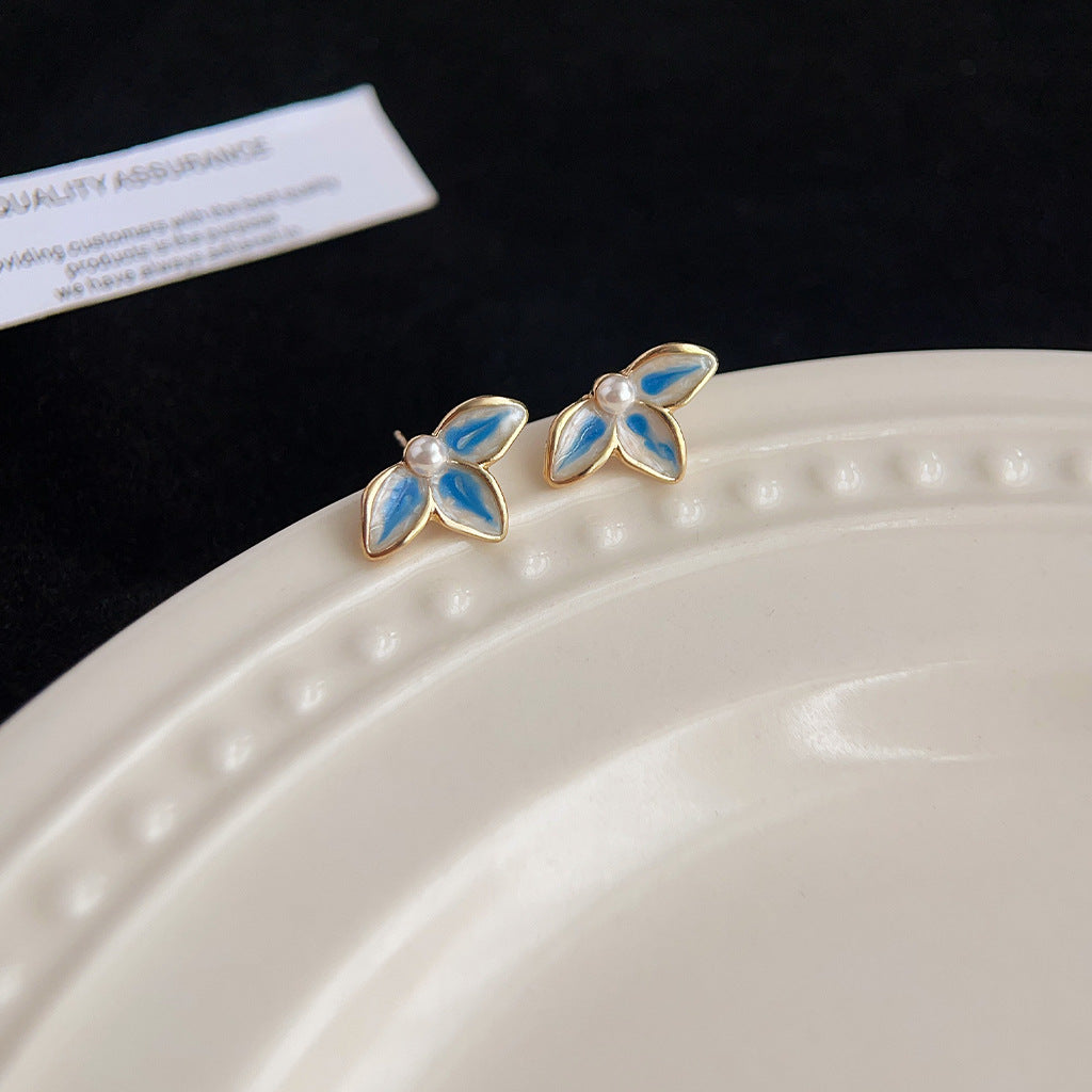 Wholesale Blue oil-drop retro earrings