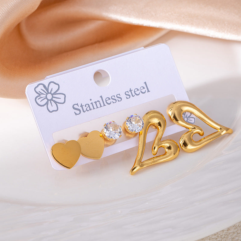 Wholesale Trendy Bowknot Titanium Steel Earrings Set - Light Luxury Jewelry Accessory for Women
