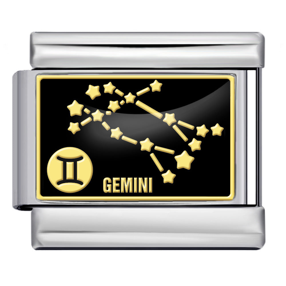 Wholesale  Italian module 12 constellations titanium steel welding DIY  bracelet