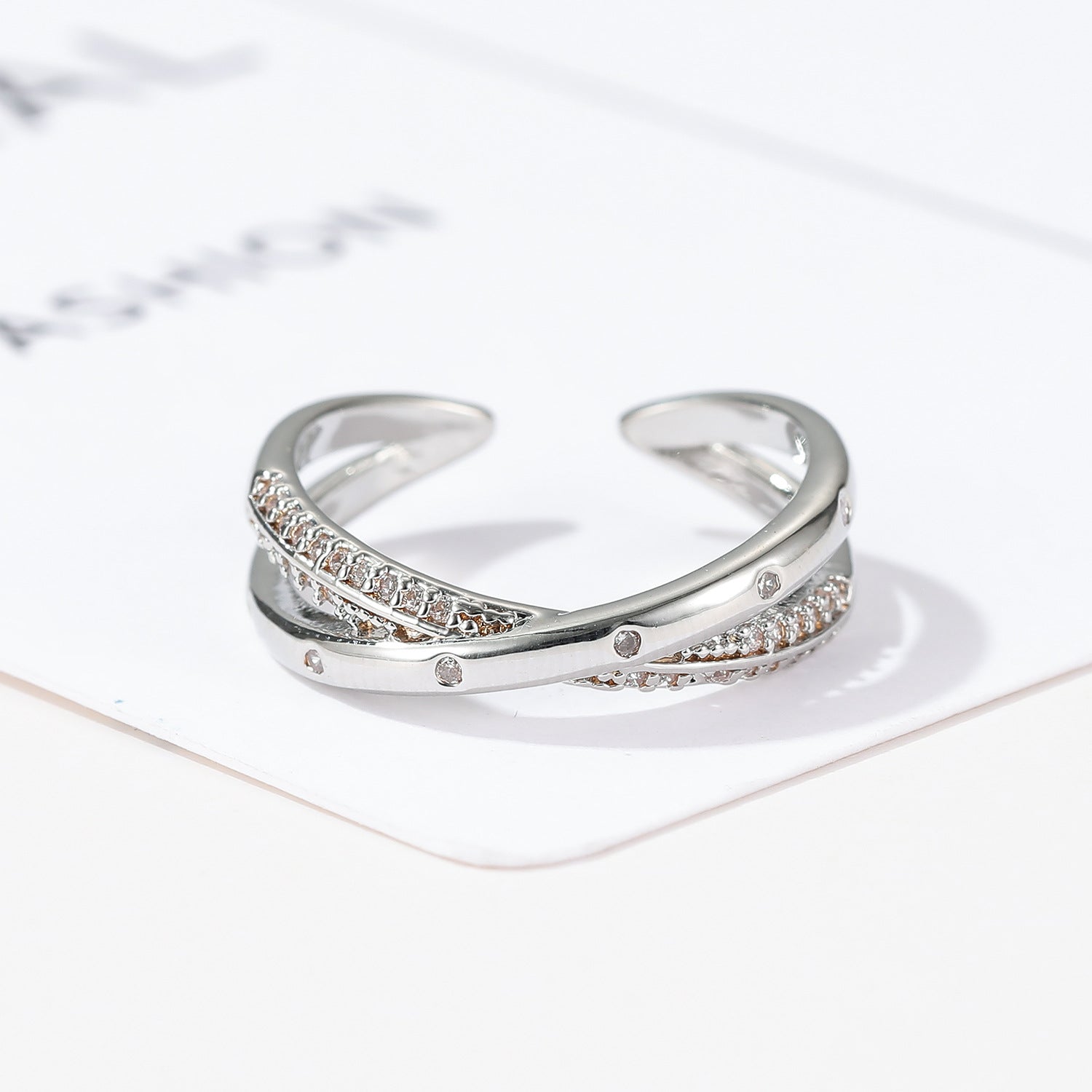 Wholesale  Cross-winding Ring  Open Ring Zircon Finger Ring Couple Ring