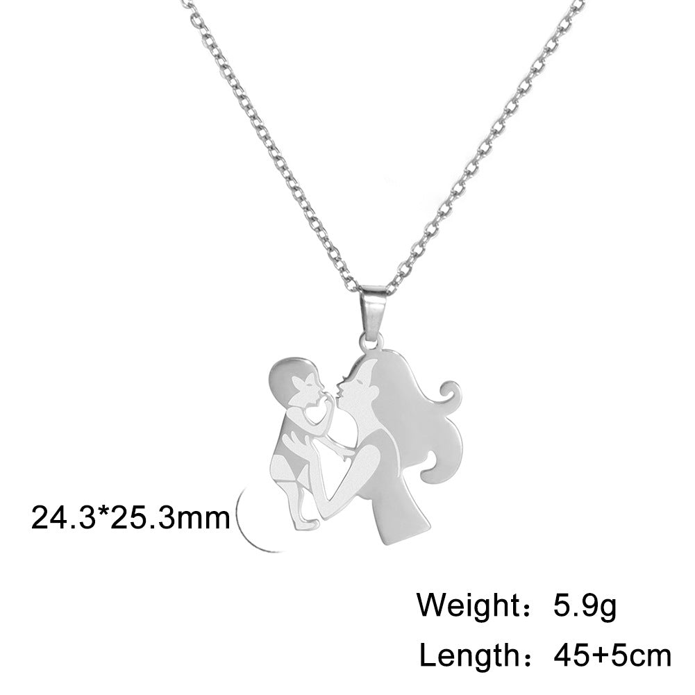 Wholesale Mother's Day MAMA Son Stainless Steel Necklace ACC-NE-QiJu002
