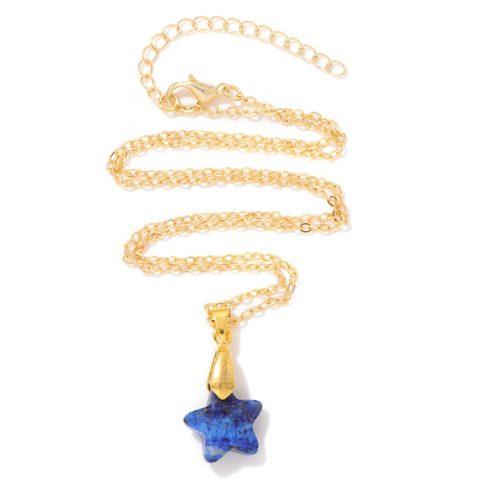 Wholesale Crystal Five Point Star Pendant Necklace Stainless Steel Women' s Jewelry Gift