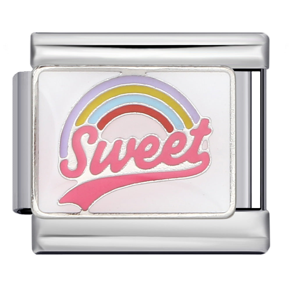 Wholesale Italian Charm Bracelet 9mm DIY Splicing Removable Color English Stainless Steel Composable Bracelet