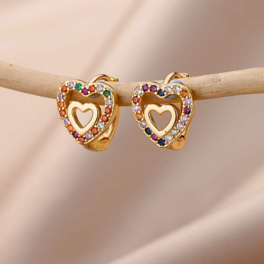 Wholesale Zircon Heart Evil Eye Earrings