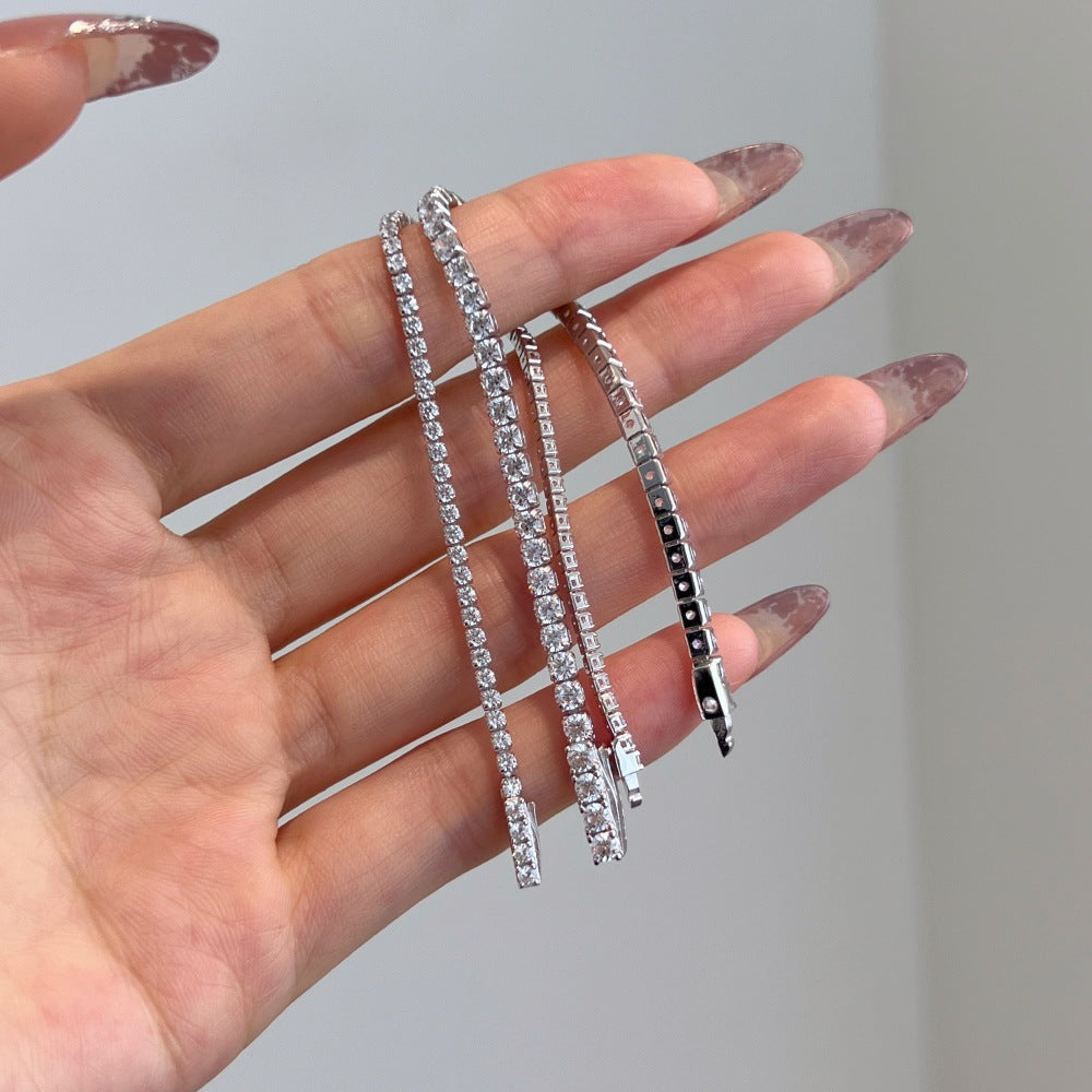 Wholesale 925 Sterling Silver Tennis Bracelet For Women Platinum Color Single Row Stone Clasp Everyday Jewelry Accessory