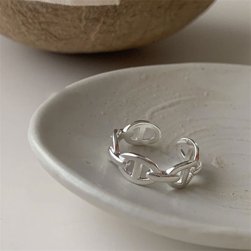 Wholesale 925 Silver Vintage Pearl Bow Plain Ring ACC-RS-Yues004