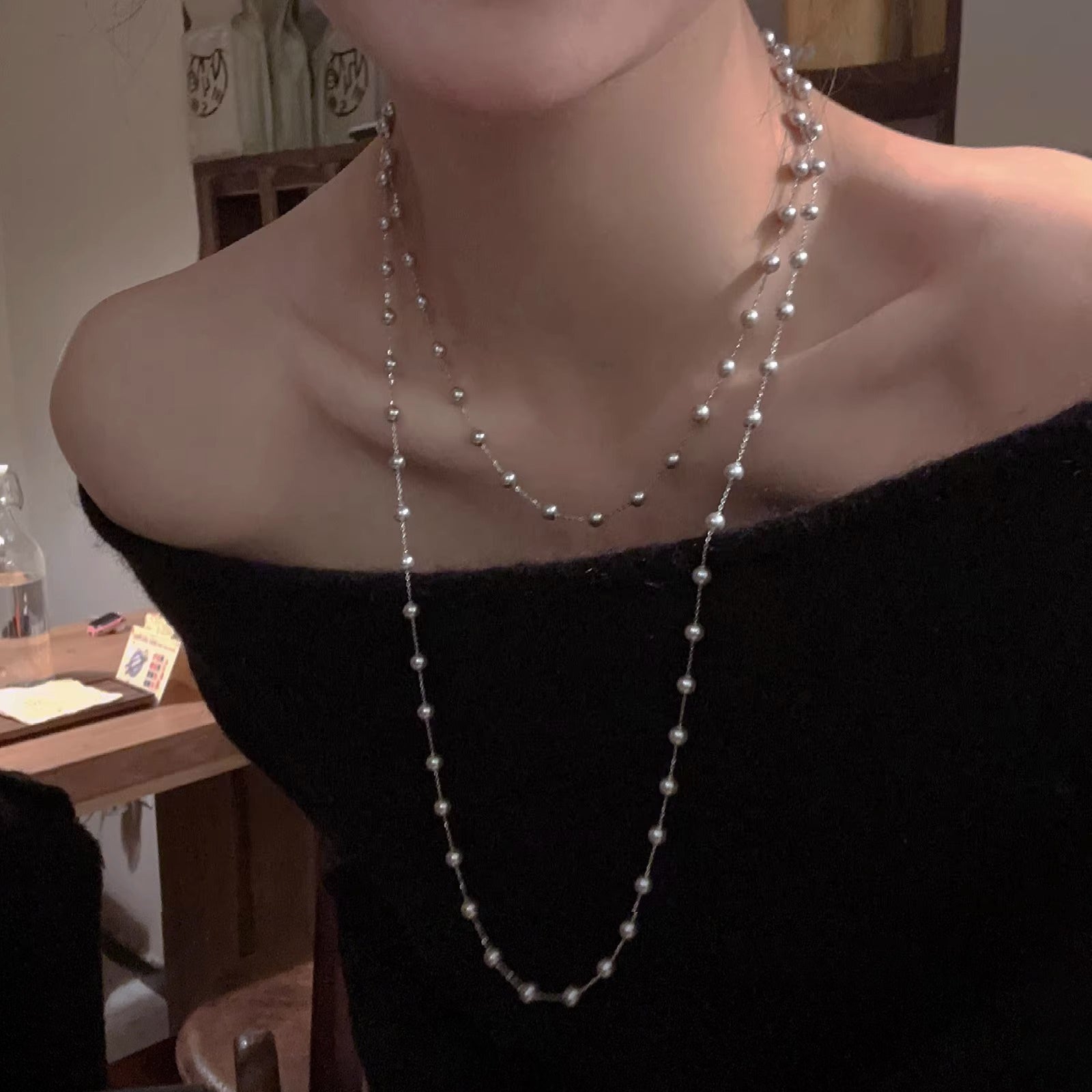 Wholesale Starry Sky Layering Necklace For Women White Alloy Pendant 120Cm Long Chain Party Gift Jewelry Accessory