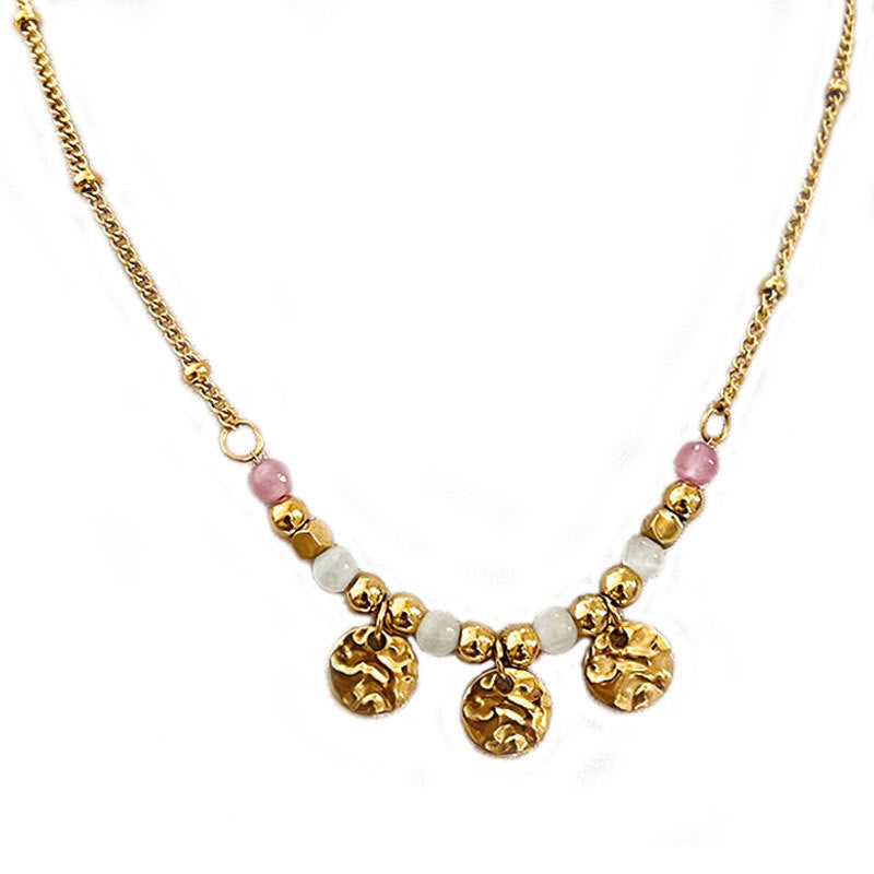 Wholesale tapping texture round pendant necklace