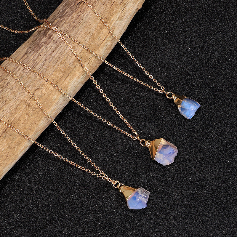 Wholesale Colored Natural Stone Irregular Birthstone Crystal Alloy Necklace ACC-NE-ZhuangZ005