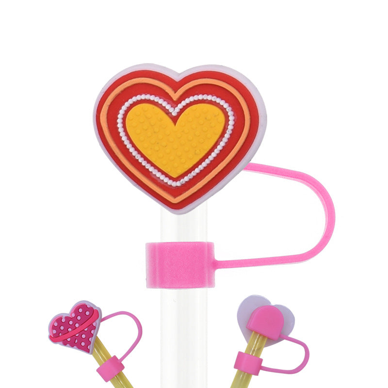 Wholesale Random 100pcs Cartoon Heart Straw Cover Straw Tube Cap