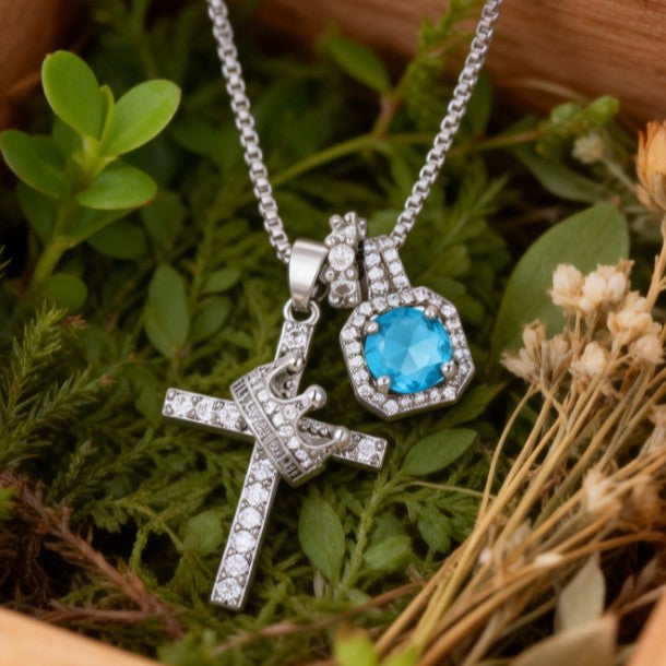 Wholesale Copper Cross Pendant Necklace with Zircon,  Geometric Fashion Jewelry Accessory for Women,  DIY Gift