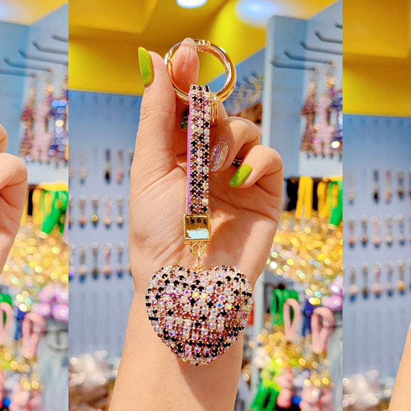 Wholesale Light Luxury Love Heart Tassel Keychain with Czech Crystal - Fashion Accessory,  Bag Charm