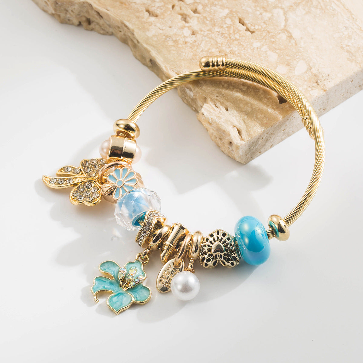 Wholesale Flower Butterfly Bow Alloy DIY Charm Bracelet Jewelry Accessory For Gift Boutique Resale