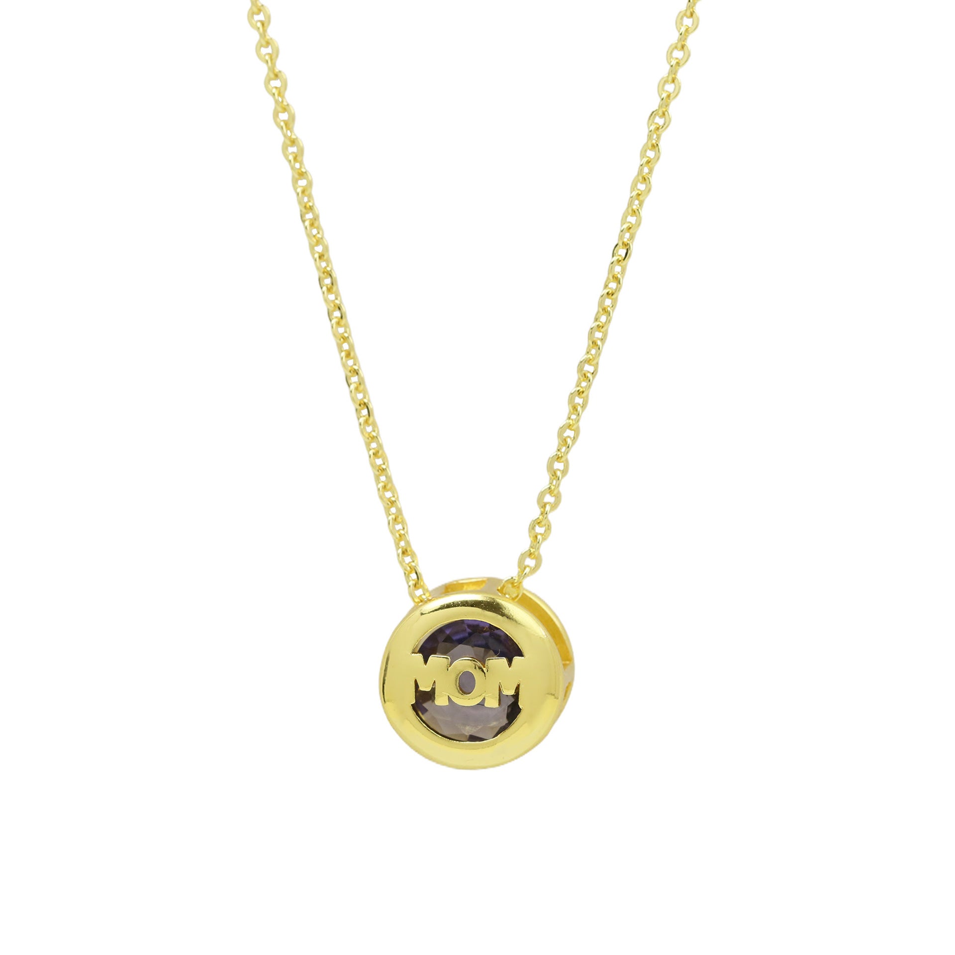 Wholesale Gold-Plated Brass " MOM"  Pendant with December Birthstone — Mother' s Day Gift