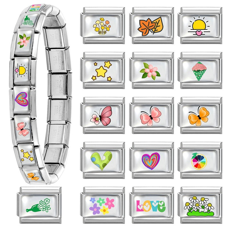 Wholesale Star Heart Leaf Design Stainless Steel Modular Bracelet Fashion Accessory Gift for Jewelry Boutique Resale
