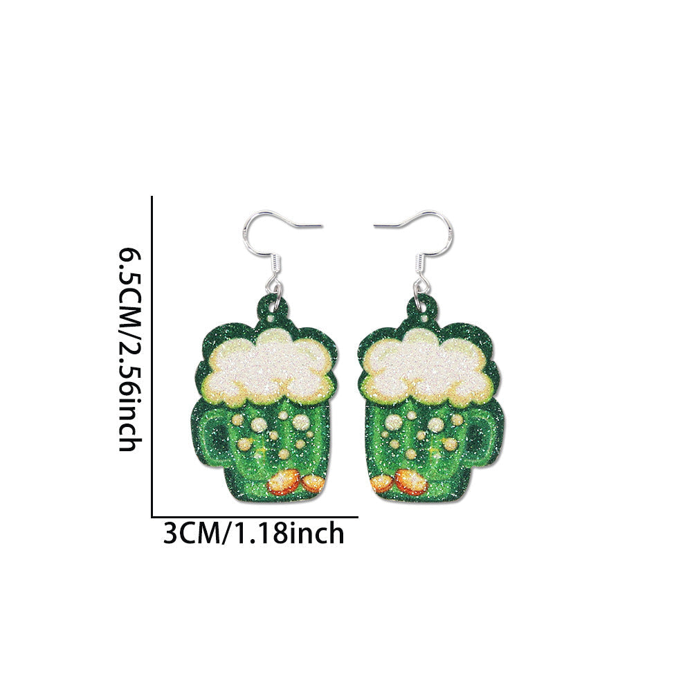 Wholesale St. Patrick's Day Earrings Green Clover Hat Earrings