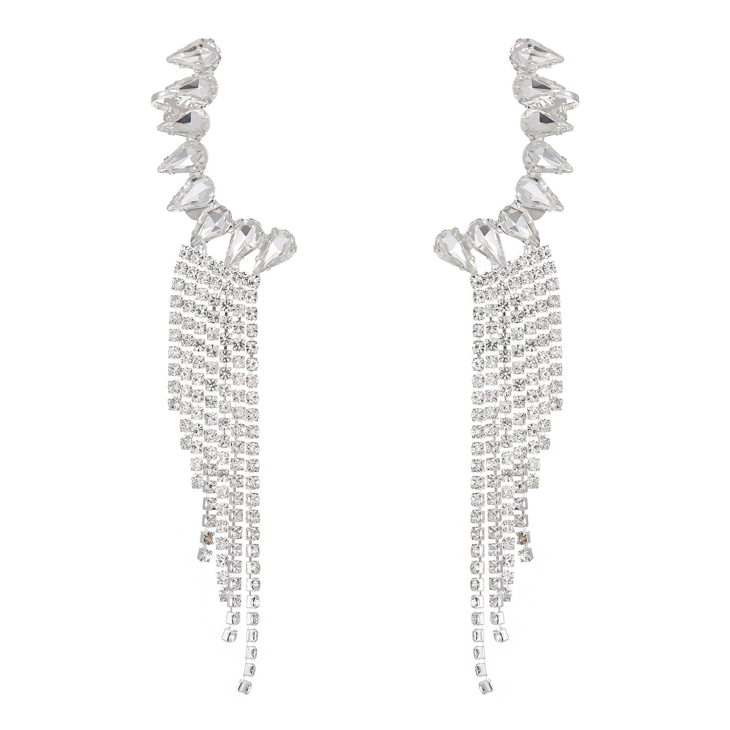 Wholesale  Exaggerated Fashion Women's Earrings Rhinestone Tassel Geometric Claw Chain Earrings