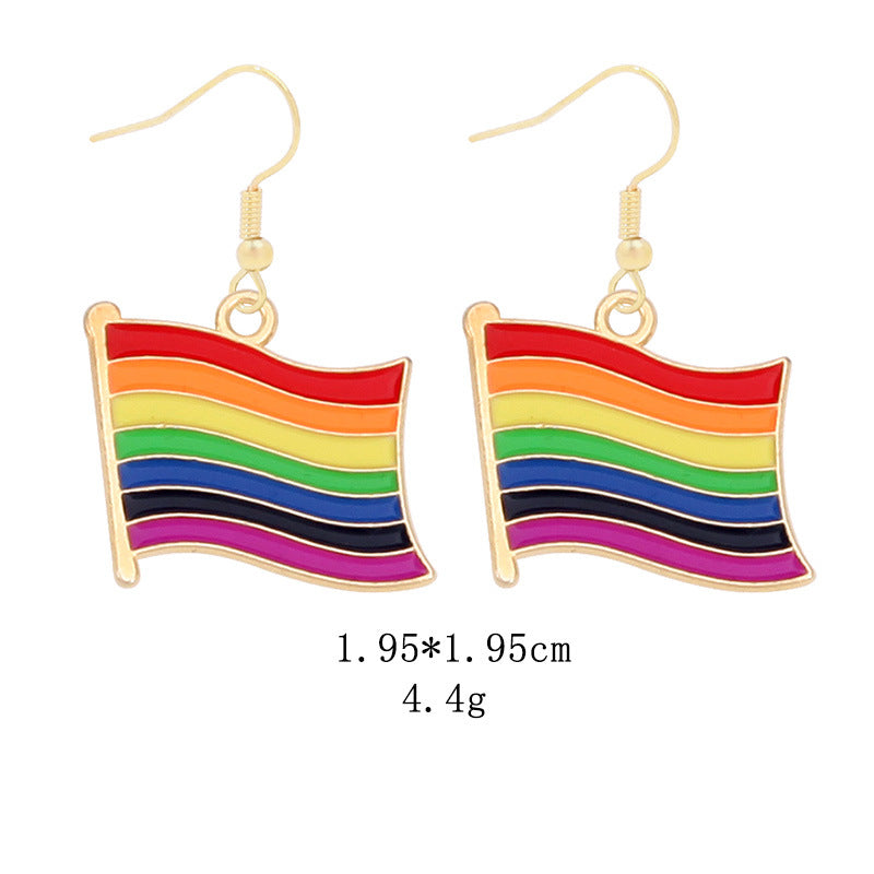 Wholesale LGBT Pride Month Rainbow Alloy Earrings ACC-ES-BinLi002