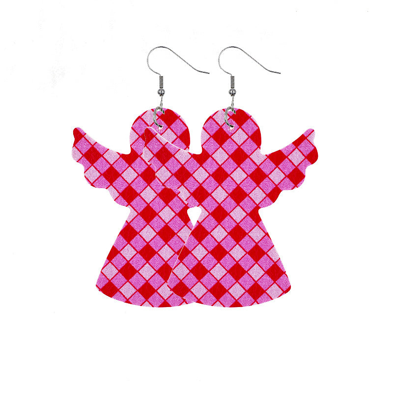 Wholesale Double Layer Love Pendant Leather Valentine's Day Earrings