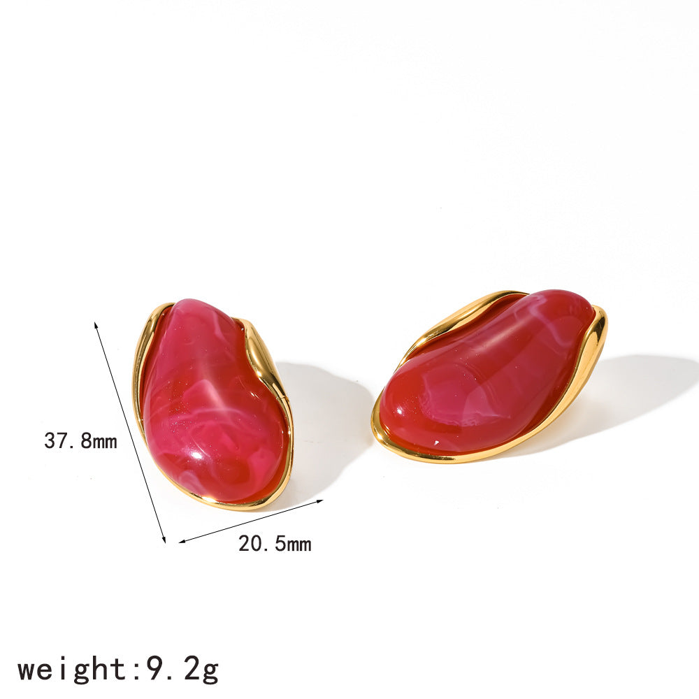 Wholesale Irregular Retro Resin Earrings Gold-Tone Stainless Steel Jewelry Accessory for Resale
