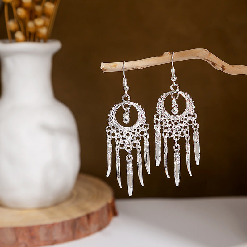 Wholesale Peacock Bell Tassel Hollow Leaf Earrings ACC-ES-MDD025