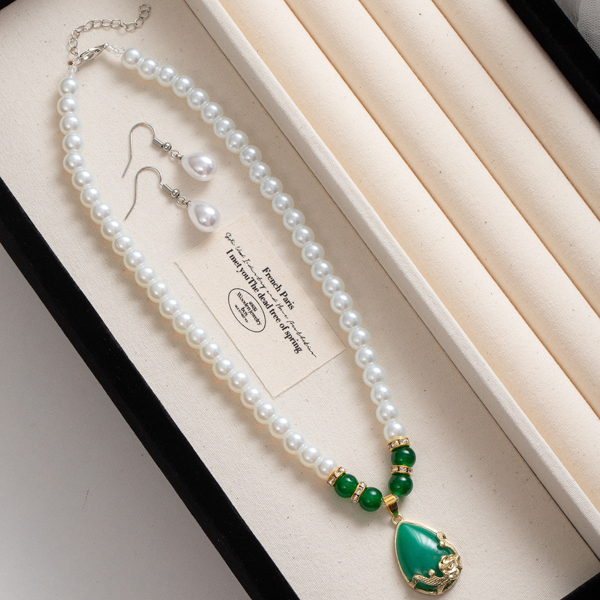 Wholesale three-piece suit anti-pearl earring collar necklace chain jewelry suit