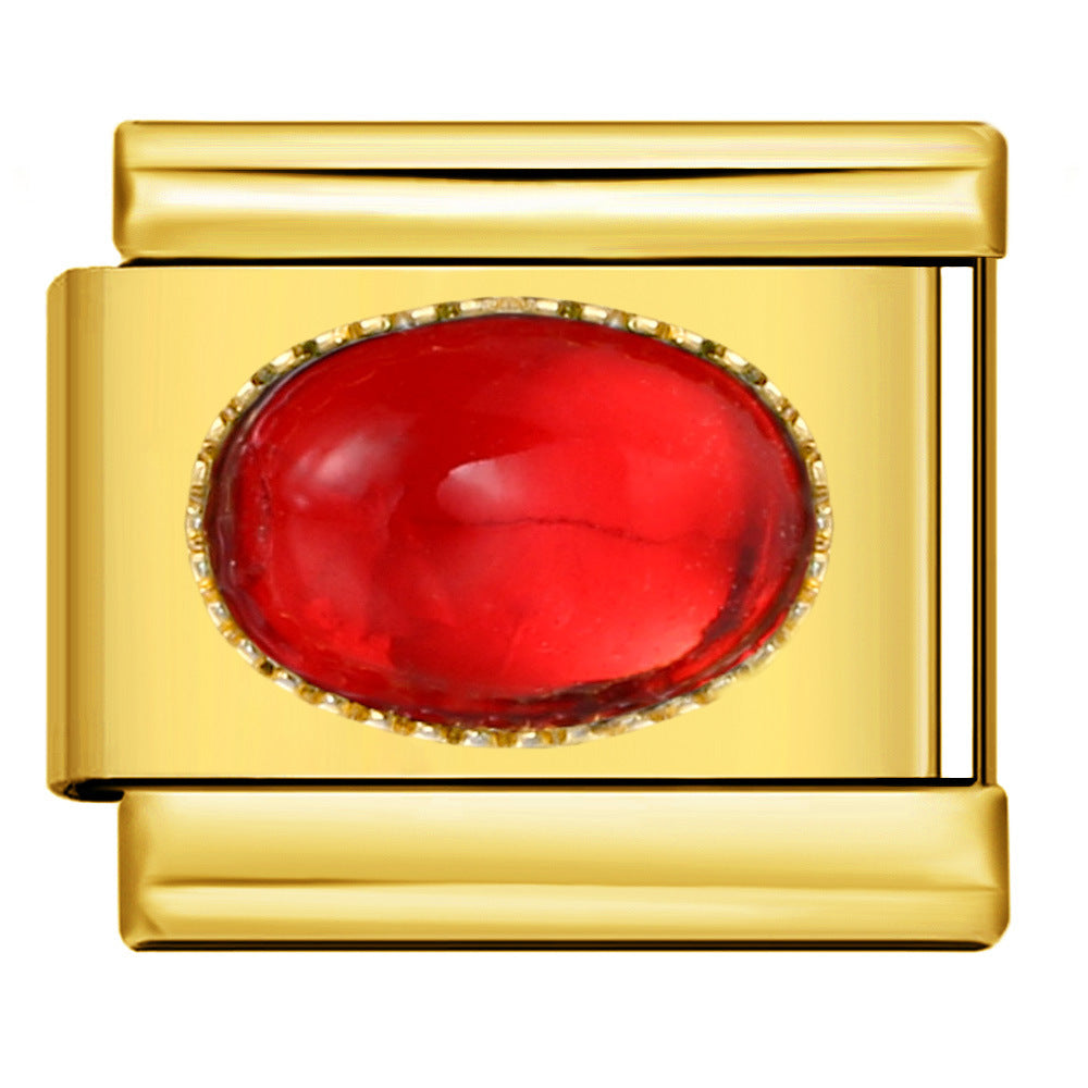 Wholesale Italian Charm Bracelet 9mm DIY Splicing Removable Micro-paved Oval Color Stone Stainless Steel Composable Bracelet