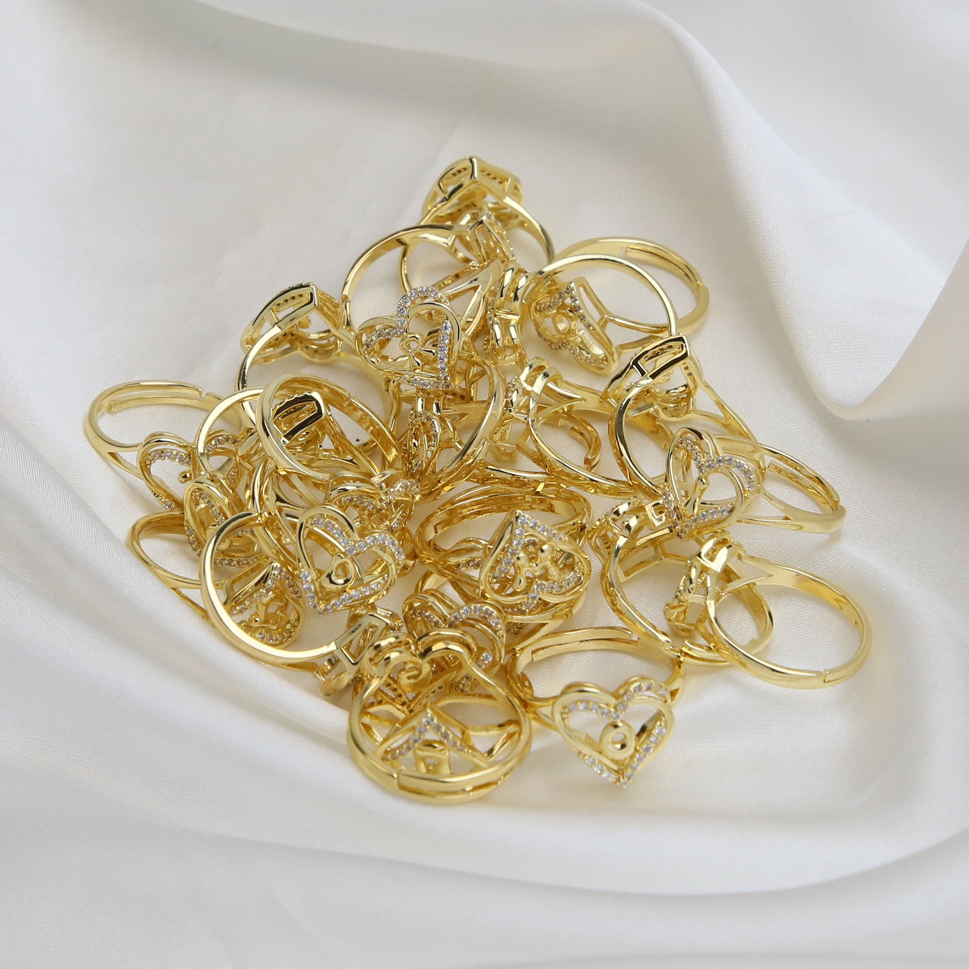 Wholesale  gold love heart-shaped 26 English letters open heart fashion  ring