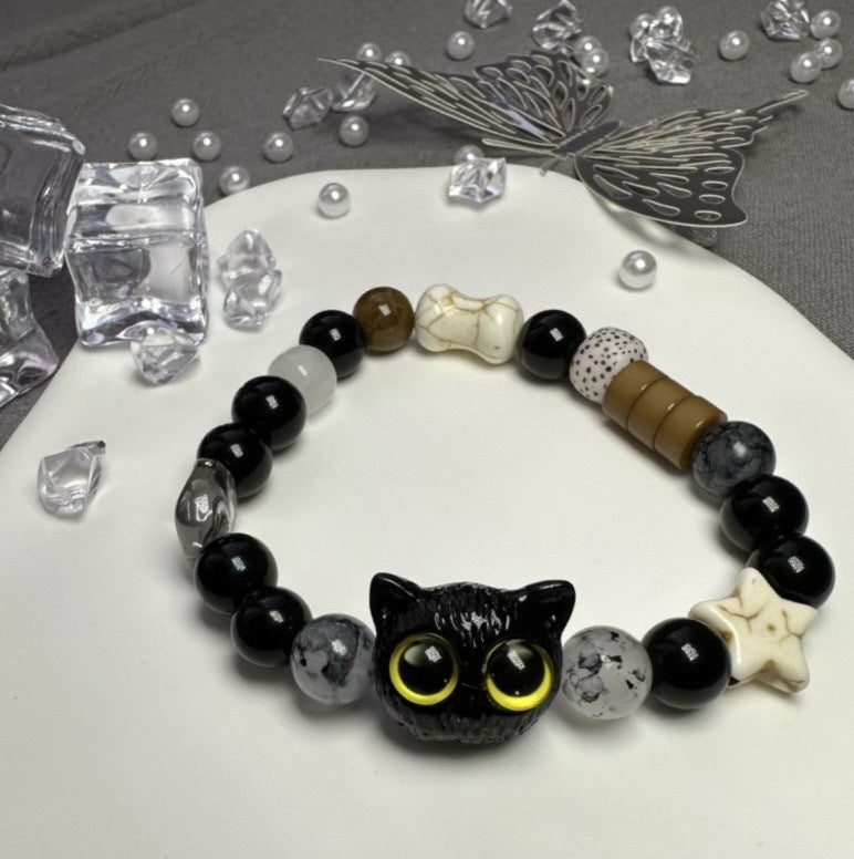 Wholesale black sesame kitten black cat bracelet