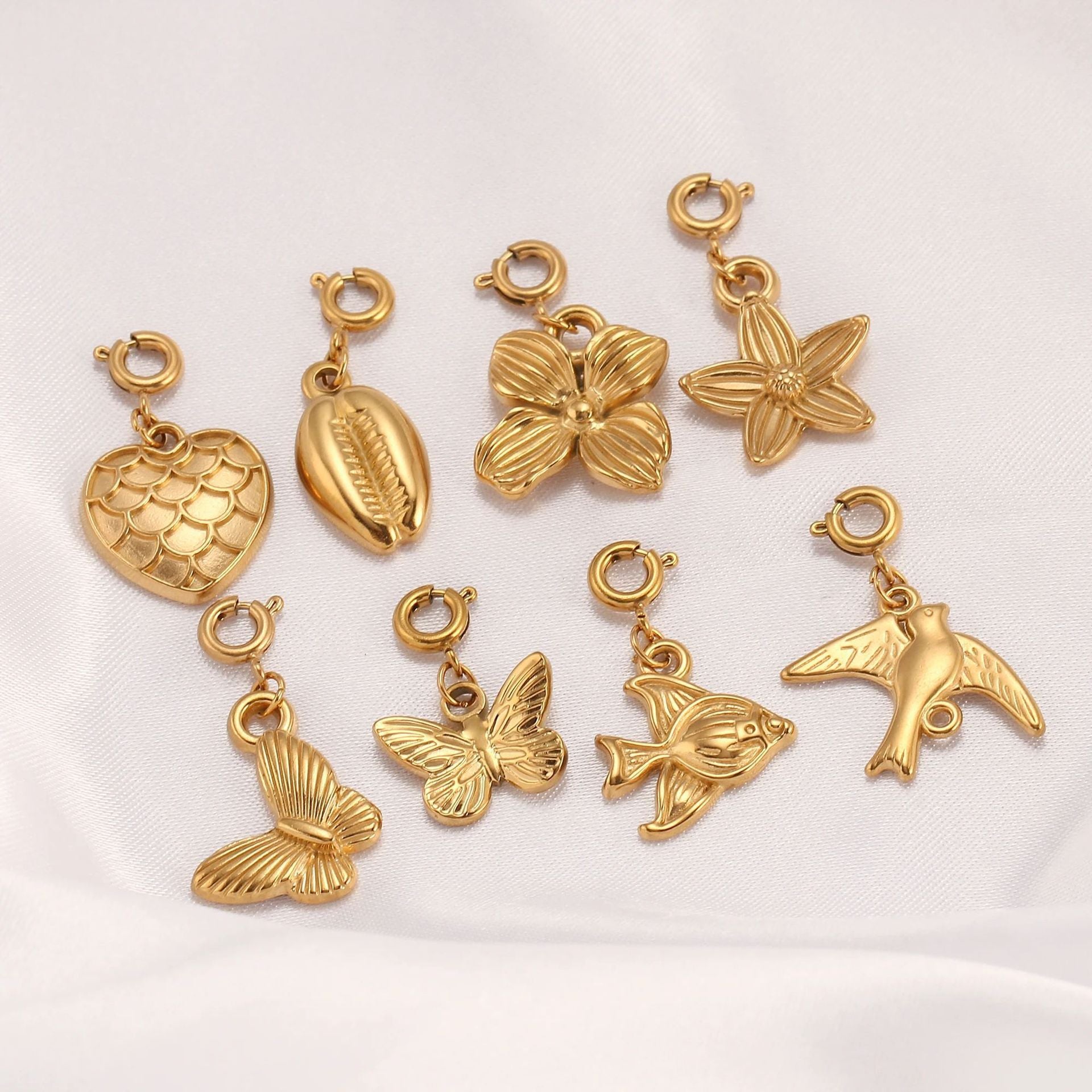 Wholesale Stainless steel marine insect and flower pendant