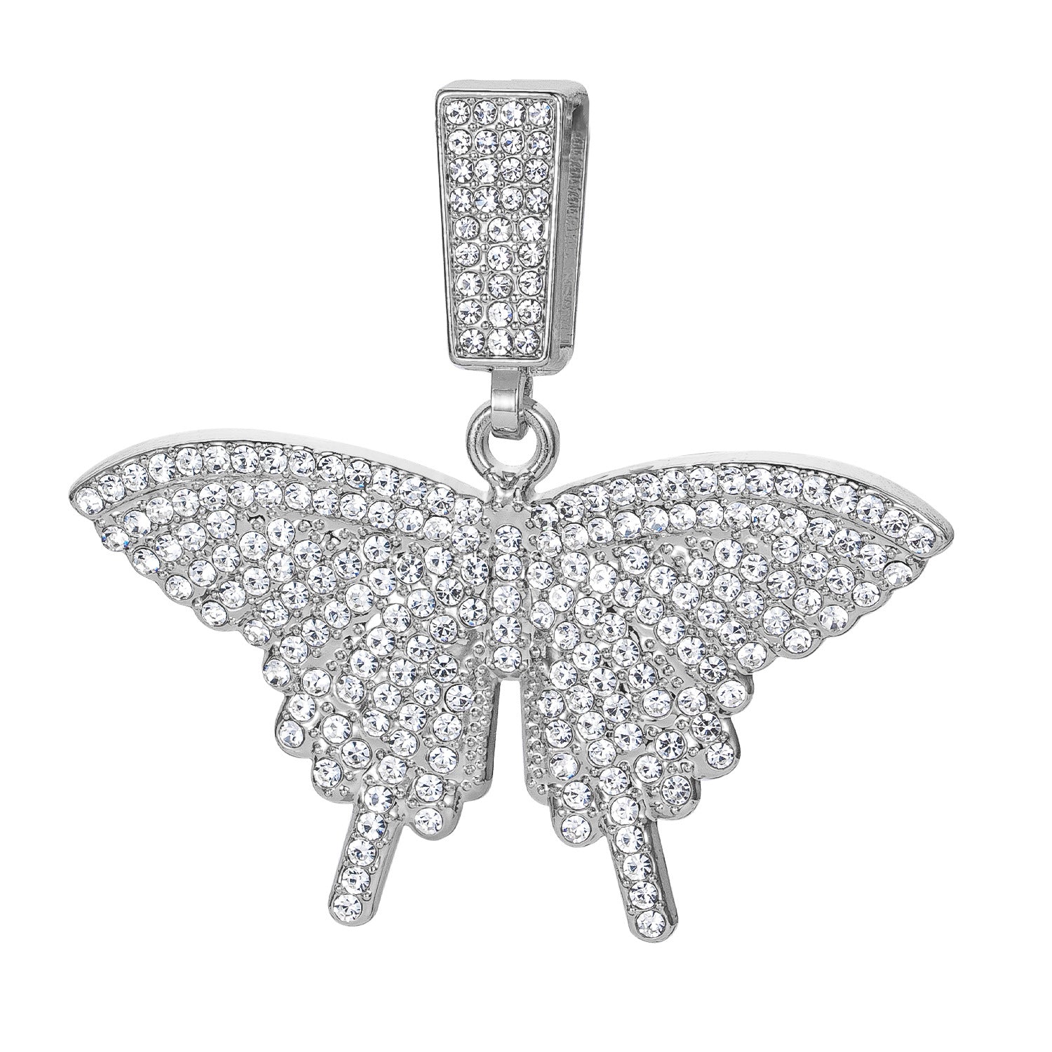 Wholesale Diamond Finish Alloy Butterfly Cuban Necklace - Fashion Jewelry Accessory,  Gift or Resale Boutique
