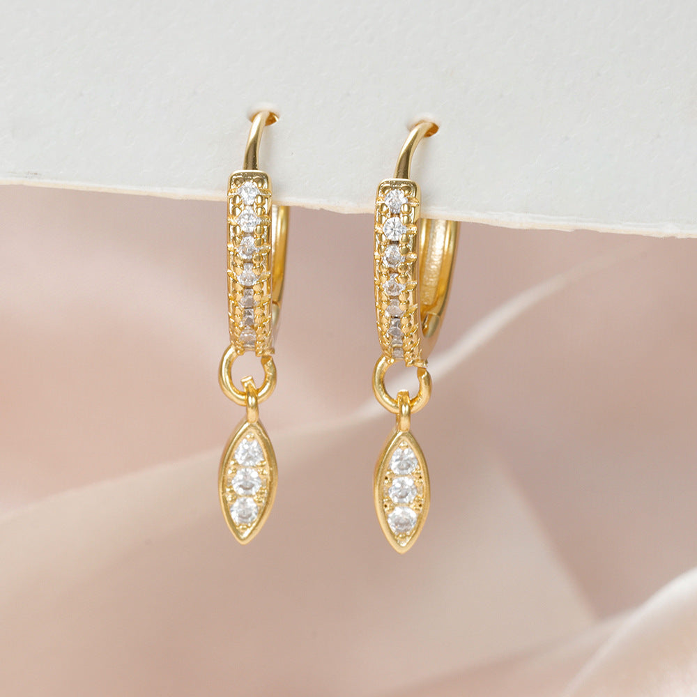Wholesale Gold Plated Water Drop Cross Zircon Earrings Trendy Party Jewelry