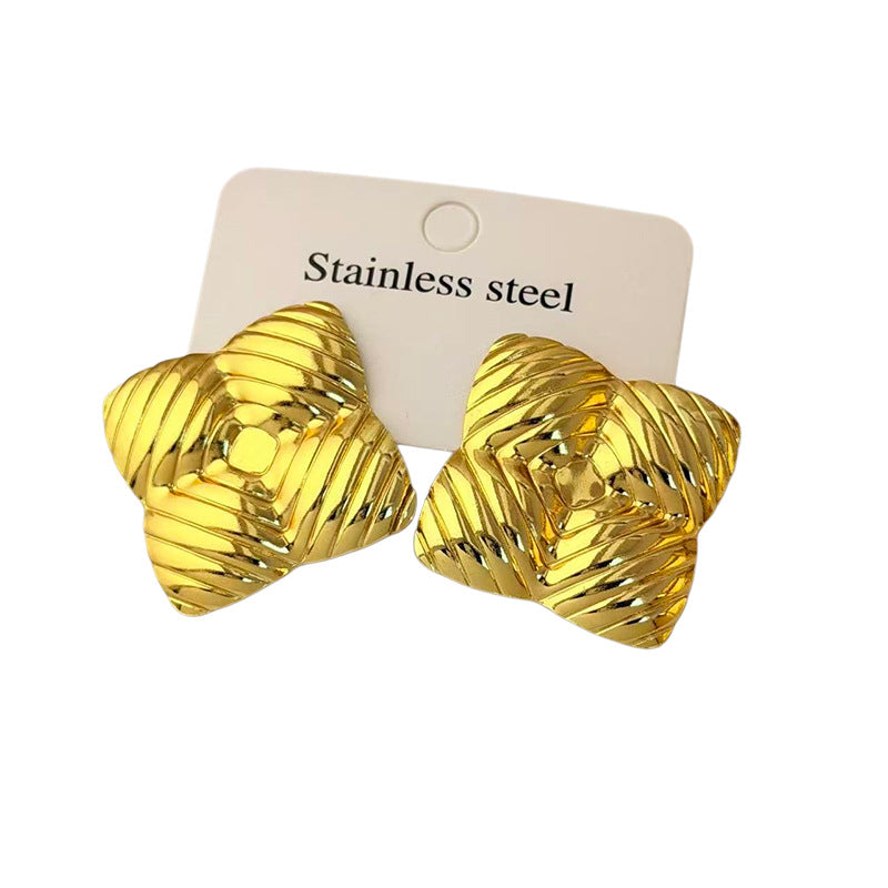 Wholesale Geometric Pleated Earrings 304 Stainless Steel Fashion Jewelry for Women