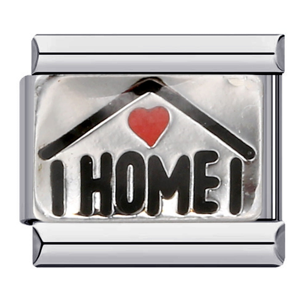 Wholesale Italian Charm Bracelet 9mm DIY Splicing Removable English Combination Stainless Steel Composable Bracelet