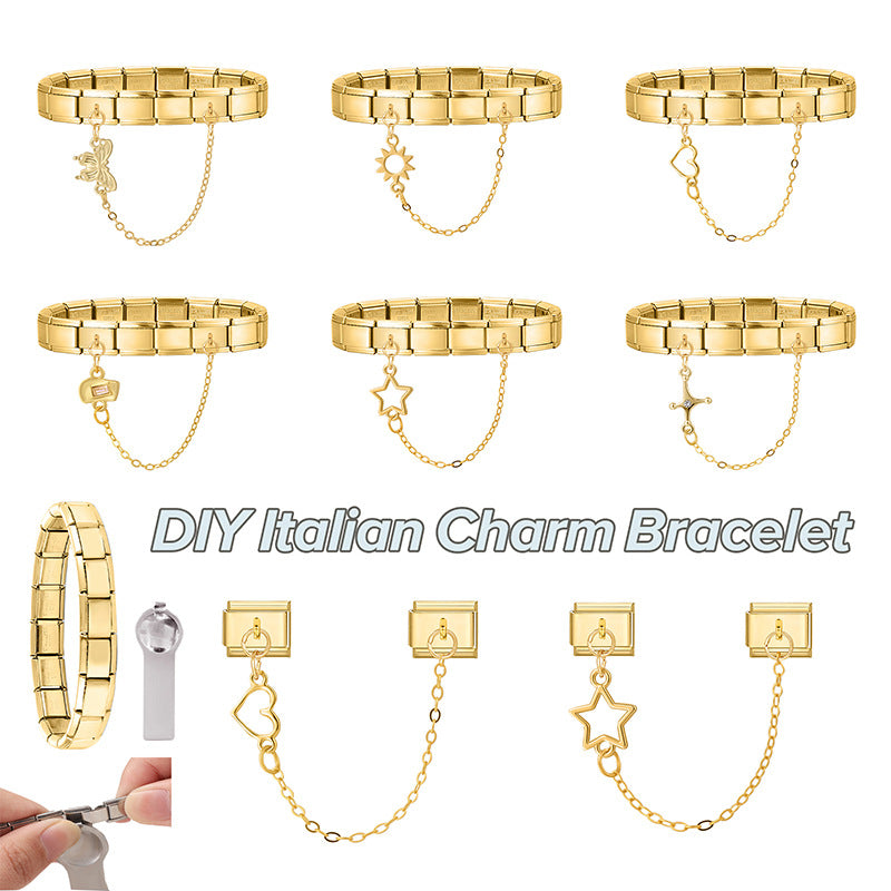 Wholesale Italian Charm Bracelet 9mm DIY Splicing Double Pendant Stainless Steel Composable Bracelet