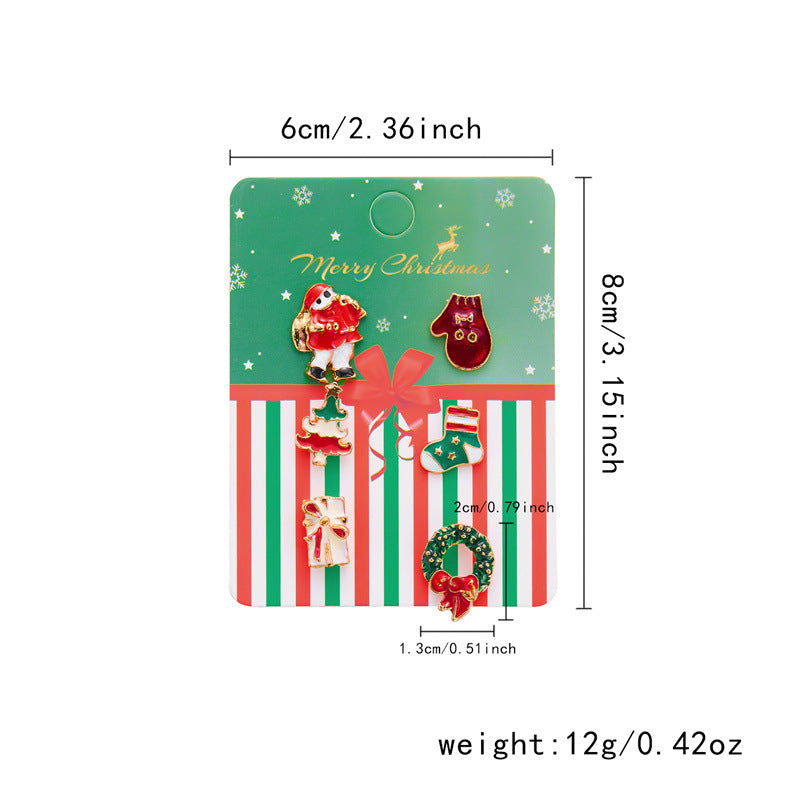 Wholesale Christmas Series Brooch 6 Pack Cartoon Dripping Oil Santa Claus  Brooch