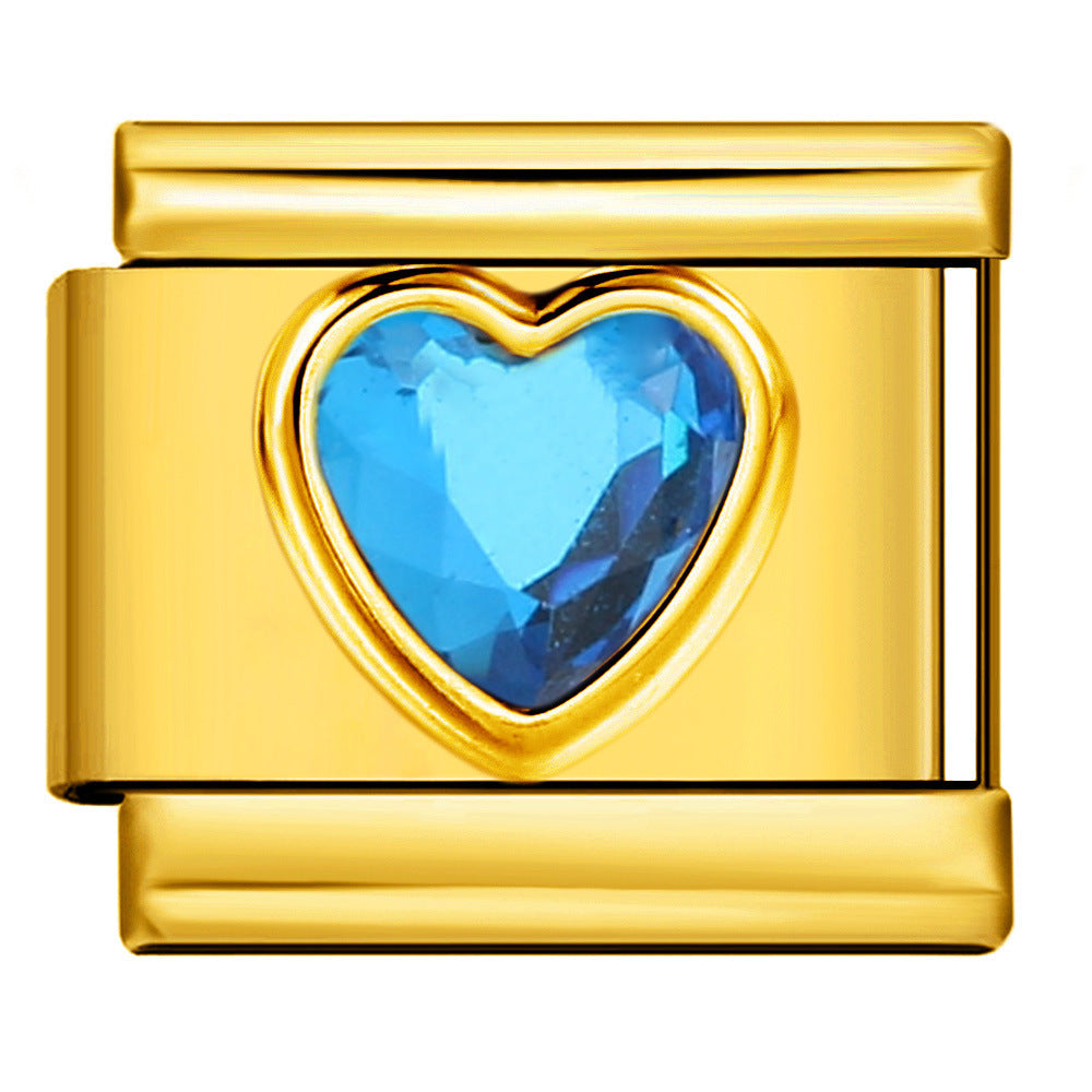 Wholesale  Italian Charm Bracelet 9mm DIY colorful heart circleCreative Stainless Steel Composable Bracelet