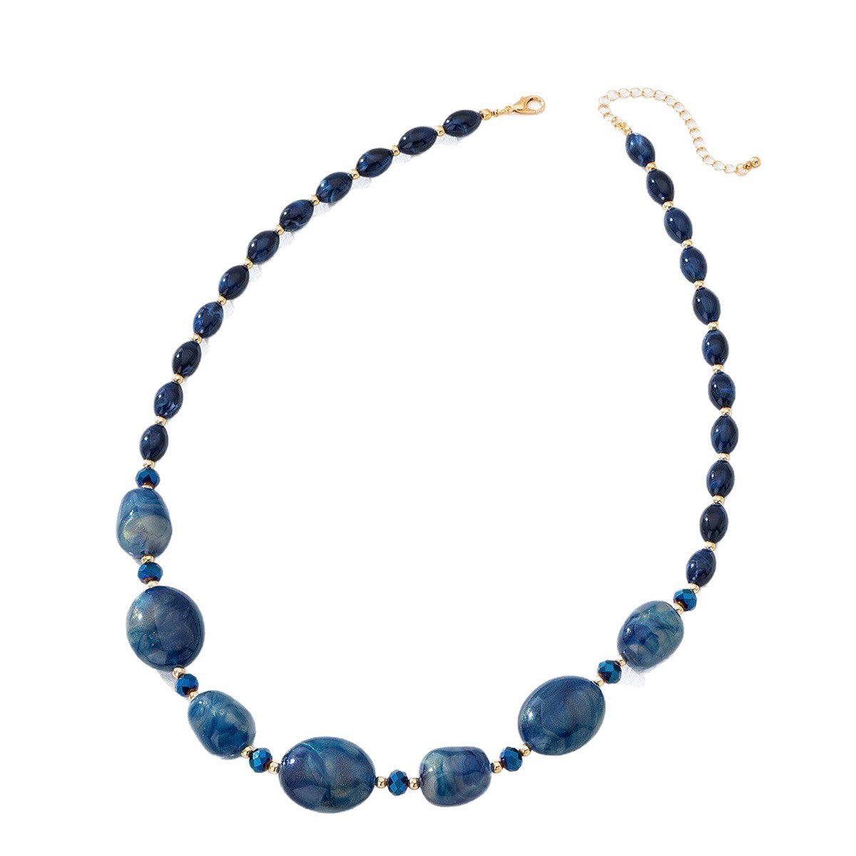 Wholesale Blue Fluorescent Irregular Geometric Acrylic Beaded Necklace Trendy Fashion Accessory