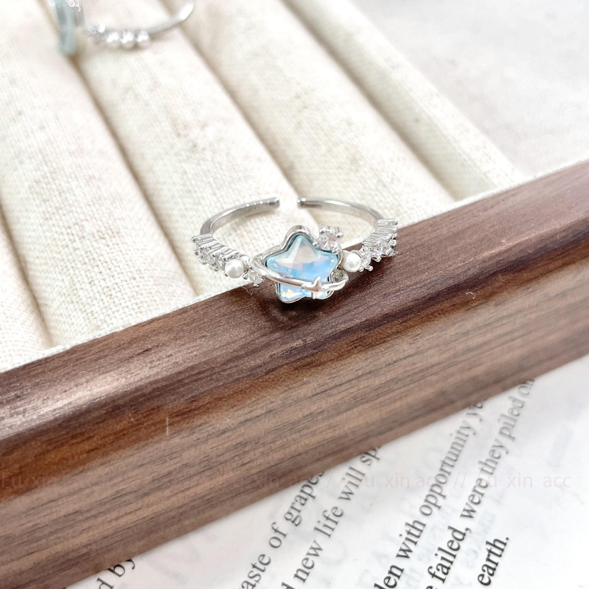 Wholesale Glacier Blue Star Moon Ring