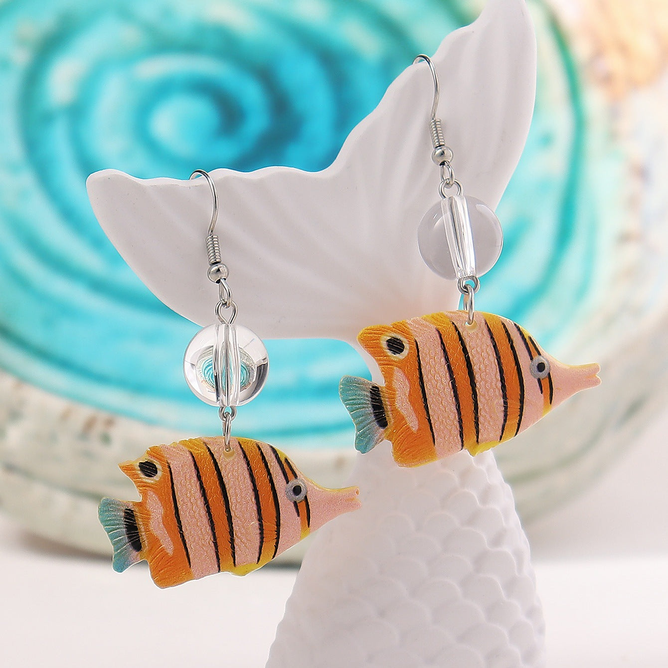 Wholesale Cute double-sided colorful coral fish earrings