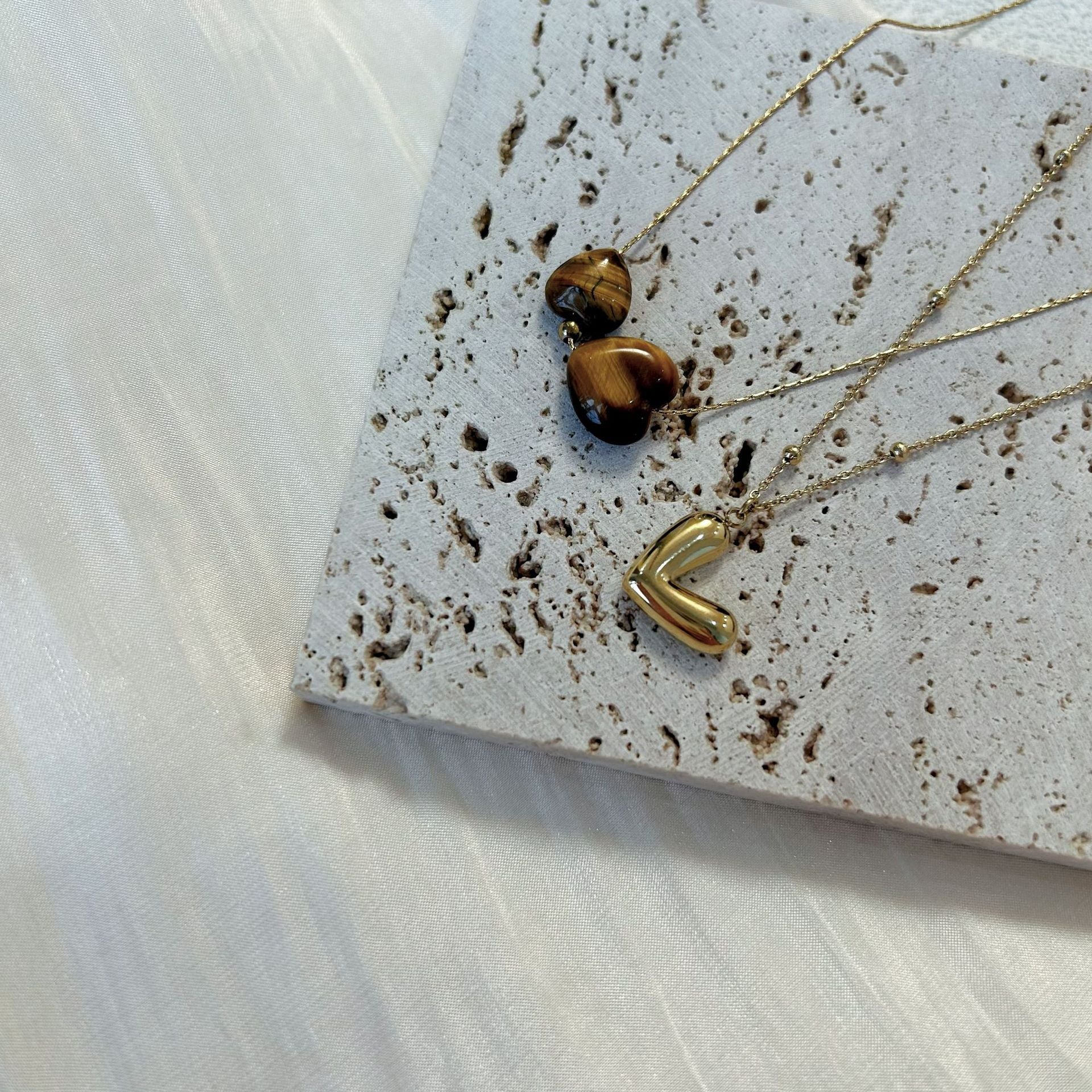 Wholesale  Double Love V-shaped Stainless Steel Pendant Necklace