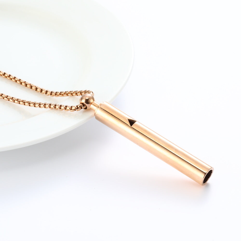 Wholesale Yoga Meditation Stress Relief Whistle Stainless Steel Necklace ACC-NE-QinShi005