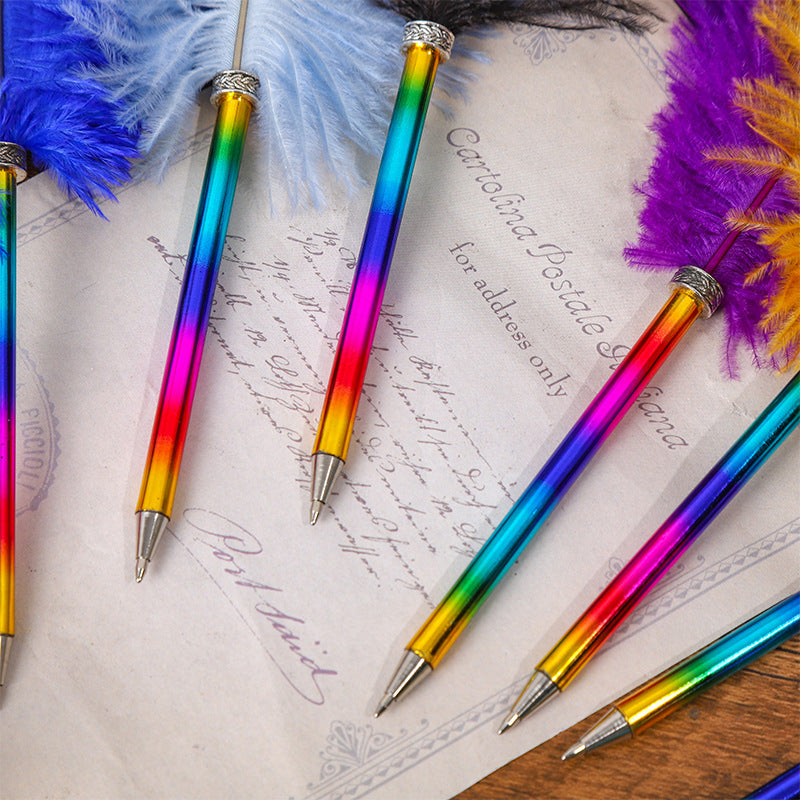 Wholesale Rainbow Color Feather Ballpoint Pen