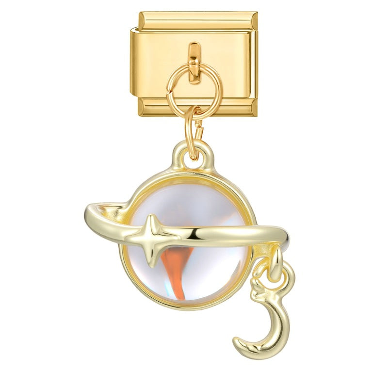 Wholesale Italian Charm Bracelet 9mm DIY Splicing Colored Gold Pendant Stainless Steel Composable Bracelet