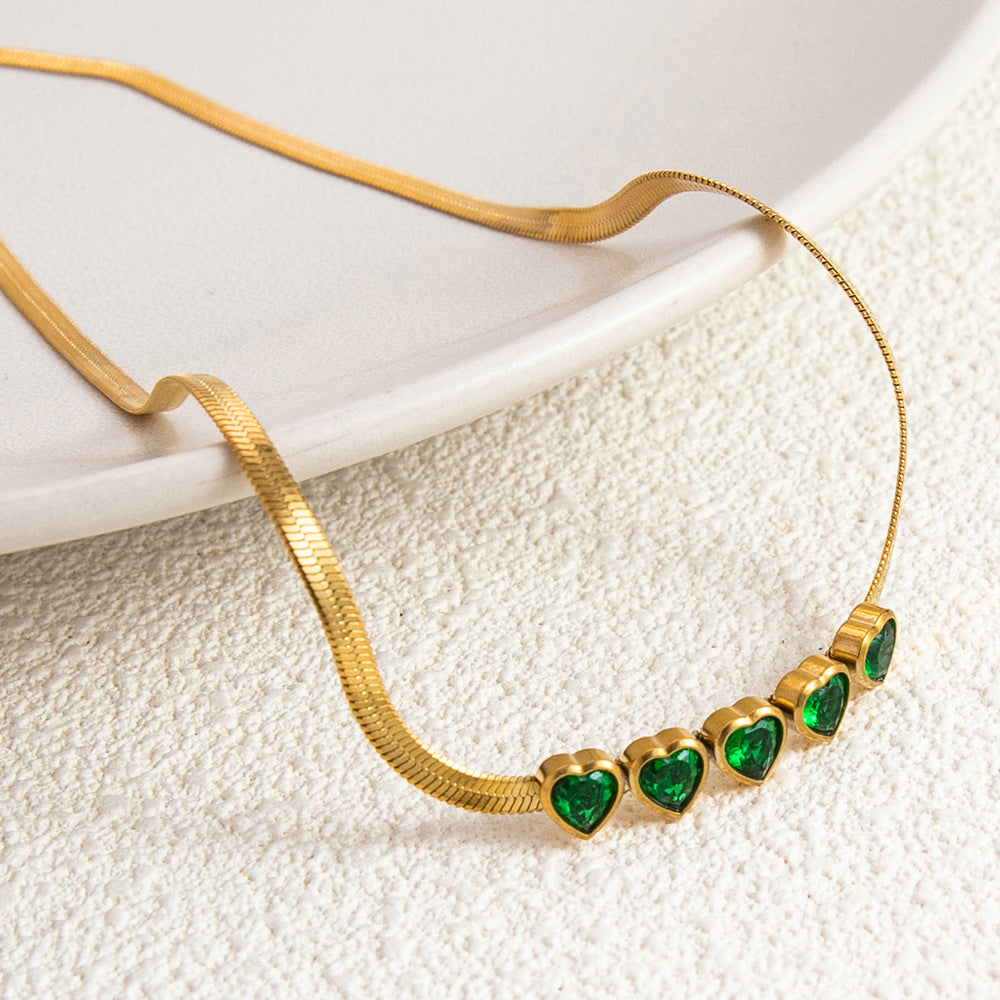 Wholesale Vintage Stainless Steel Diamond Heart Choker Necklaces  ACC-NE-YuHui002