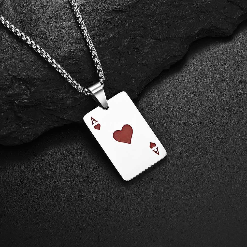 Wholesale Trendy Stainless Steel Poker Heart Spade Pendant Necklace Boutique Resale